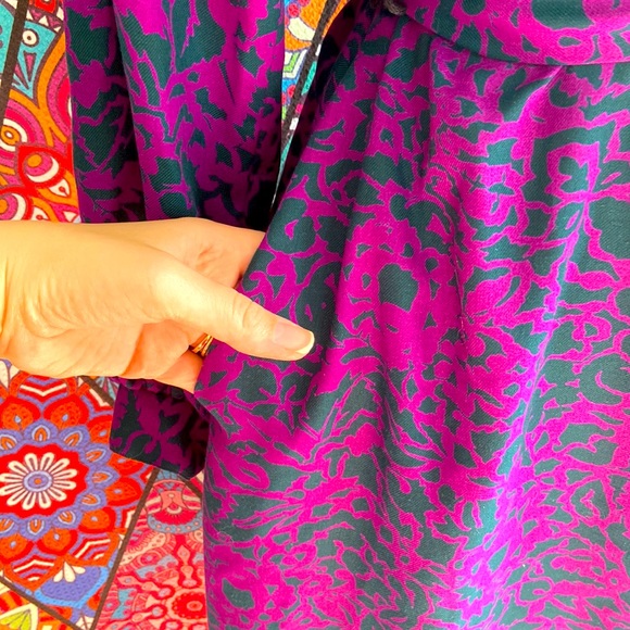 Vintage 1970s Purple & Green Patterned Long Sleeved Dress Sz 10 - Picture 8 of 11